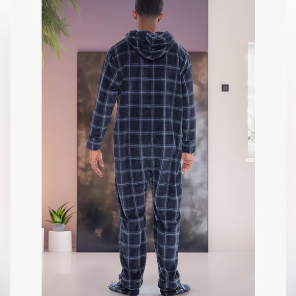 NWOT Alexander Del Rossa Unisex Hooded Onesie Pajamas w/Removable Booties, Small - Picture 2 of 14